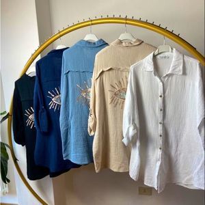 Evil Eye Cotton Gauze Tunic Blouse